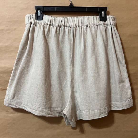 Madewell | Clean Pull On Shorts High Rise Linen Cotton Natural Undyed Size M - Picture 7 of 9
